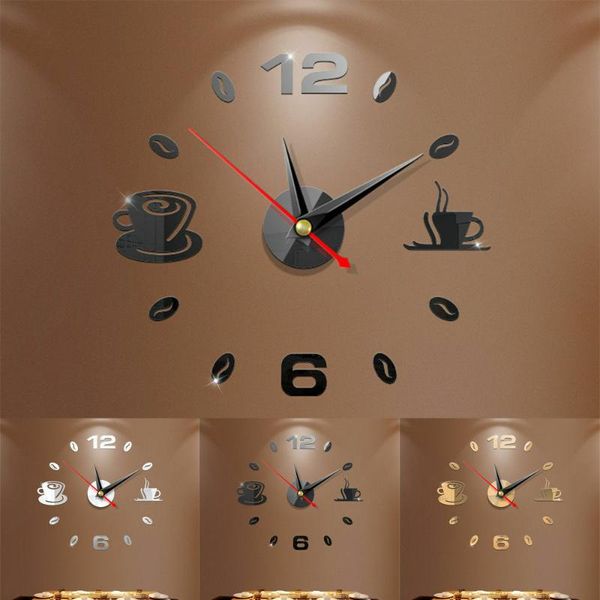 

wall clocks large 400mm 3d* acrylic mirror surface clock sticker home office room diy art decor accessories