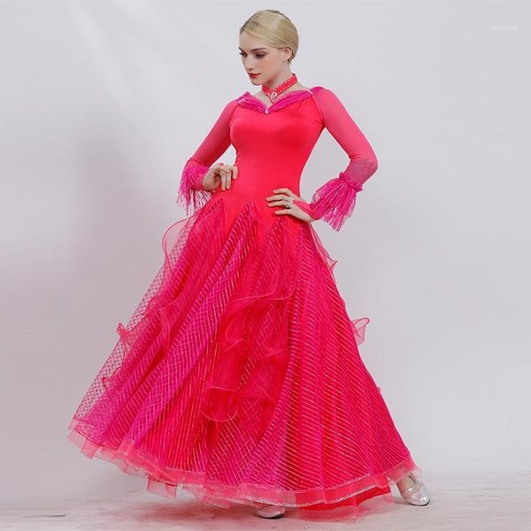 

8 colors pink ballroom dance competition dresses ballroom dress standard dance dresses waltz dacing clothes1, Black;red