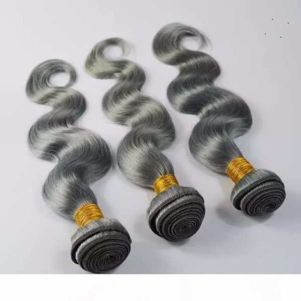 

brazilian body wave hair bundles grey color 100% brazilian human hair weave gray 10-30 inchs unprocessed double weft hair extensions, Black
