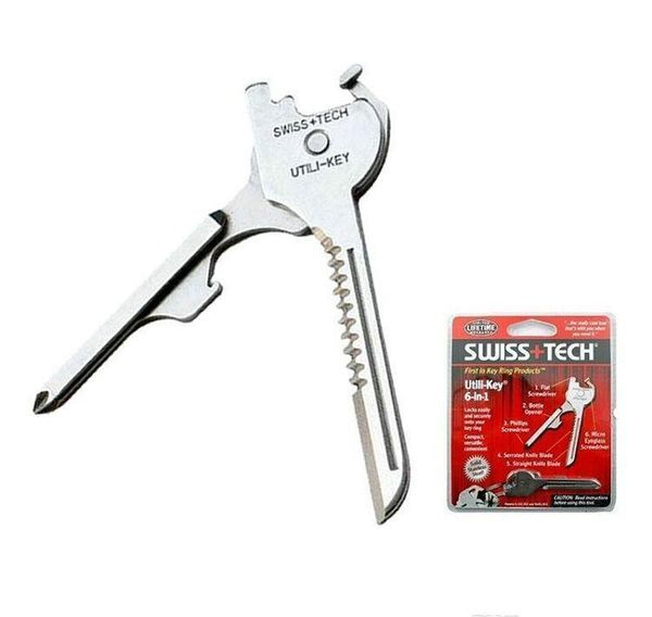 

k5577 utili-key new 6 keyring lock 1 screwdriver and opener function in bottle knife swiss+tech glass flat multi pocket tool edc mini jllpc