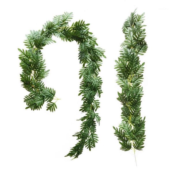 

decorative flowers & wreaths 1/2m long artificial leaf rattan home garden decor plant wall hanging vine tube balcony green fake plant1