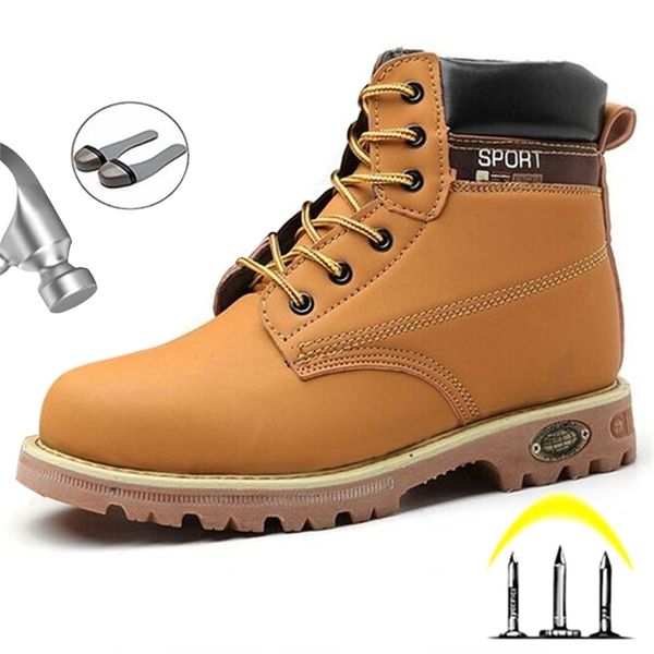 

men for martin steel toe leather water proof work puncture-proof winter boots safety shoes y200915, Black;brown