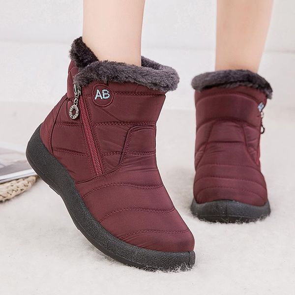 

women boots 2020 fashion waterproof snow boots for winter shoes women casual lightweight ankle botas mujer warm winter, Black