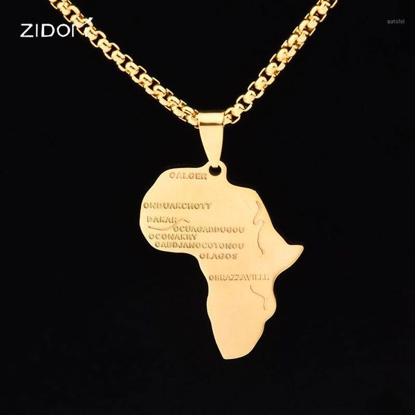 

2020 316l stainless steel novelty map of africa pendant with 24inch long chain fashion men necklaces for male hiphop jewelry1, Silver