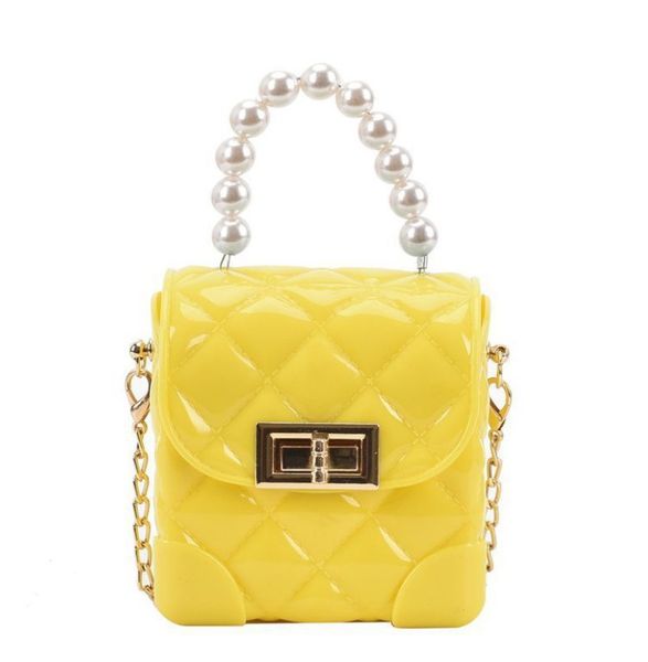 

new pvc mini love heart bucket bag pearl tote kids women cylinder jelly bag zipper chain female shoulder messenger bag wholesale, Red;black