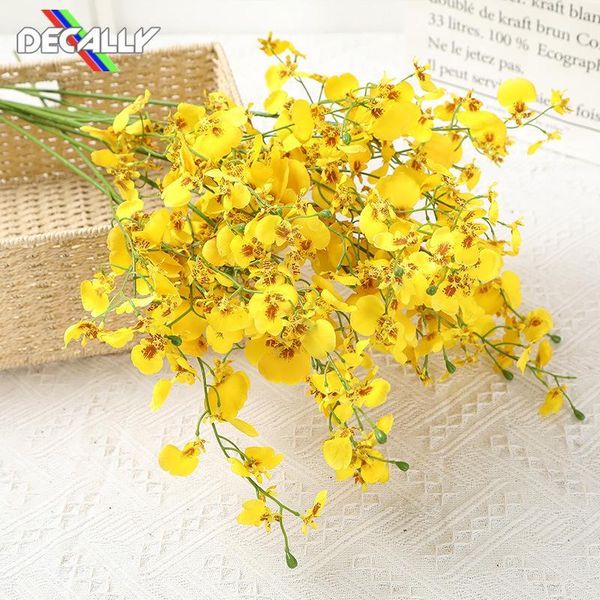 

decorative flowers & wreaths 5 pcs large latex 3d printing orchids yellow artificial hand feel simulation flower for home wedding decoration