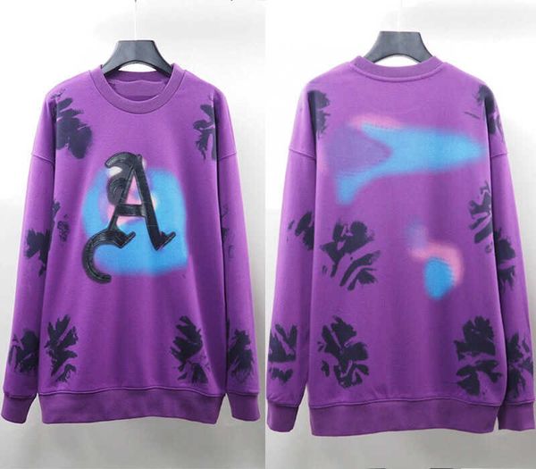 

men's hoodies palm tide brand angels purple tie dyed large a round neck loose so trend sweater men's and women's star coat, Black