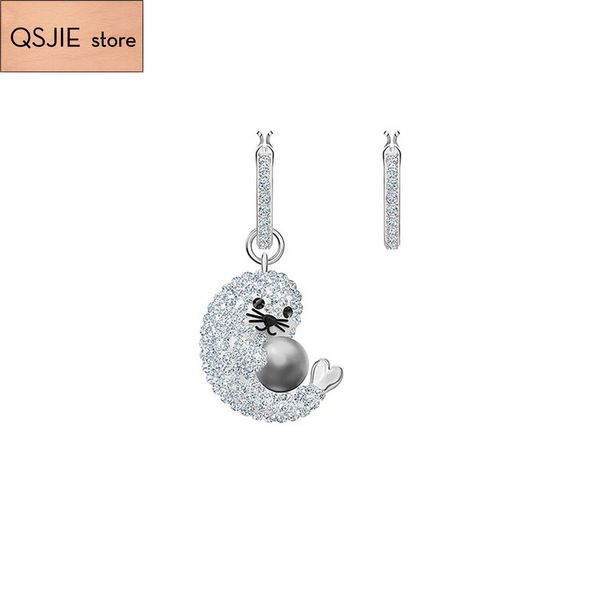 

qsjie swa. lovely pearl seal earrings charming fashion jewelry, Golden;silver