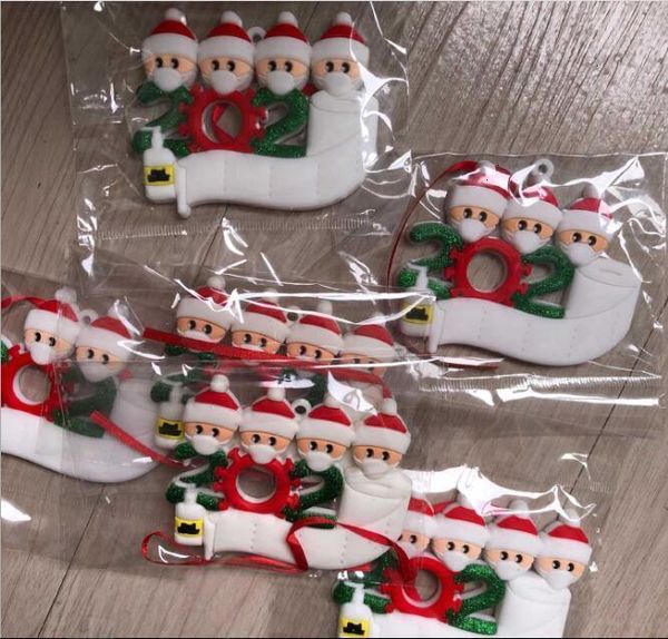 

survivor creative greetings quarantine ornament fashion5t1tfamily diy 2020 santa claus face mask handing christmas tree
