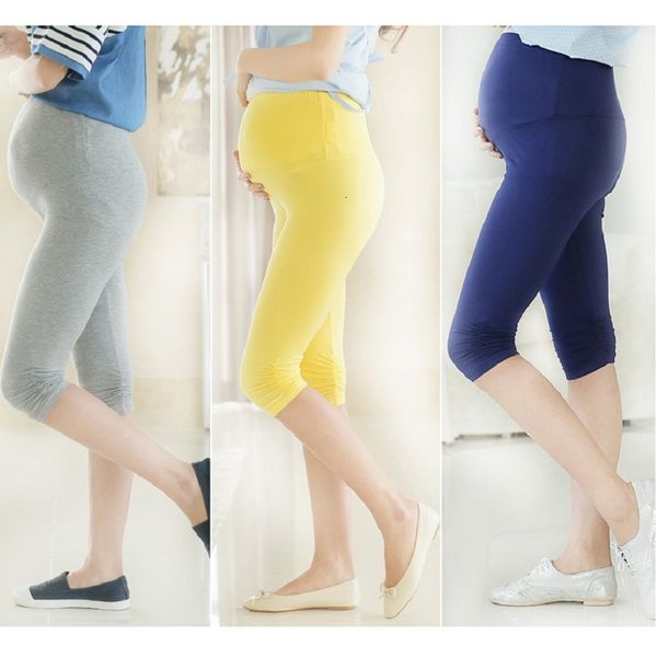 

pregnant 80pcs new women summer maternity elastic pants capris pant solid pleated modal leggings clothing whol, White