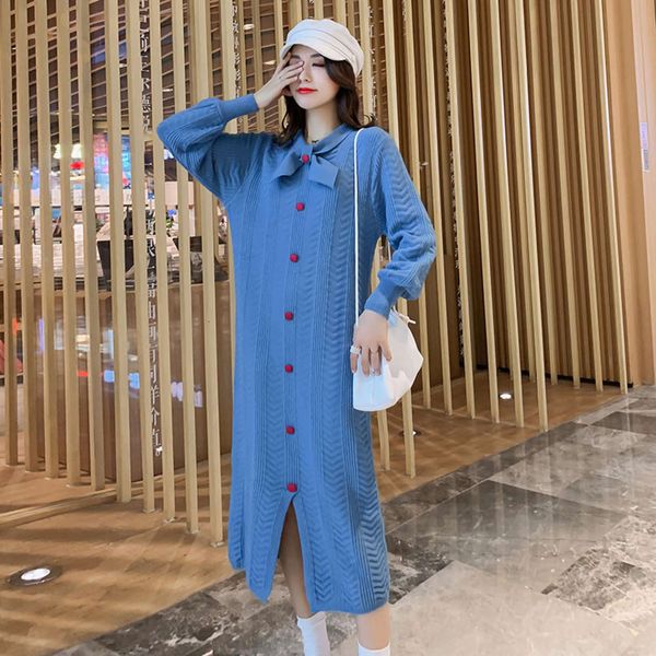 

and sweater winter medium length solid autumn color fashion versatile loose large base knitted skirt materni drs, White