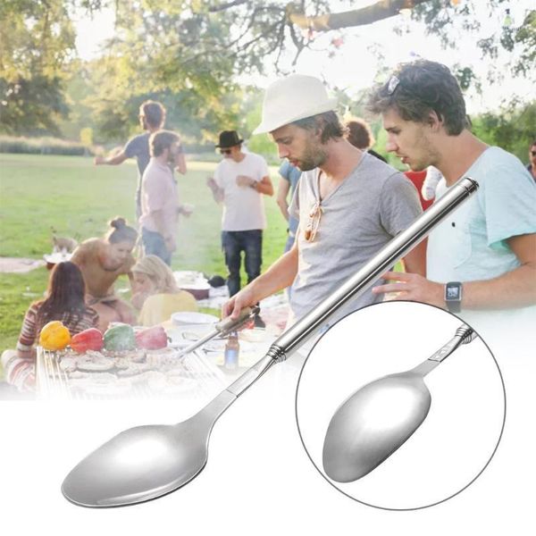 

creation funny spoon stainless steel extension long extendable tableware outdoor party picnic bbq tool home kitchen supplies1