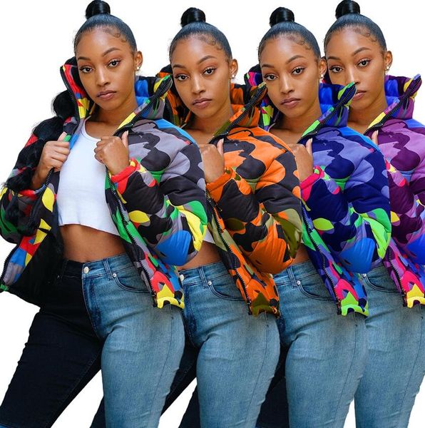 

plus size cotton padded jacket puffer quilted coat camouflage design thick wabbed jackets fashion outwear windproof warm f110303, White