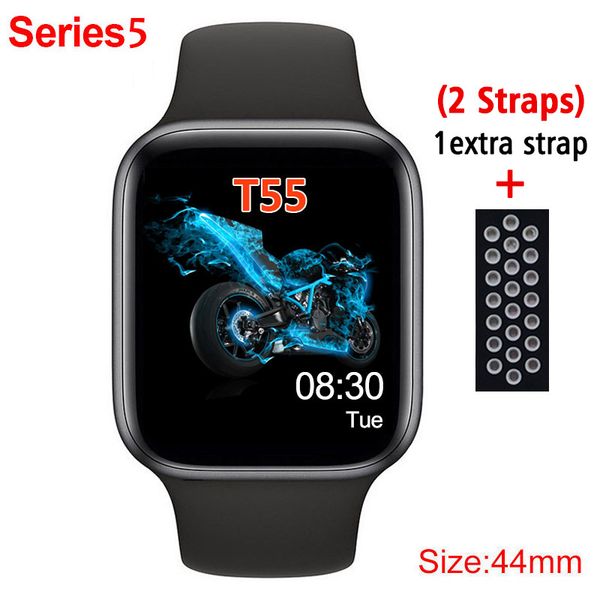 

t55 smartwatch series 5 44мм bluetooth вызов 2 планки вызов нажмите напоминание сообщения музыки сигнализации спите смарт часы multi-спорт б
