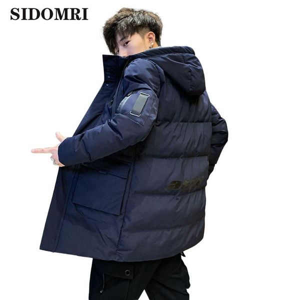 

winter men parkas warm jacket men cotton-padded jacket new fashion style plus thick coat medium long hooded, Black