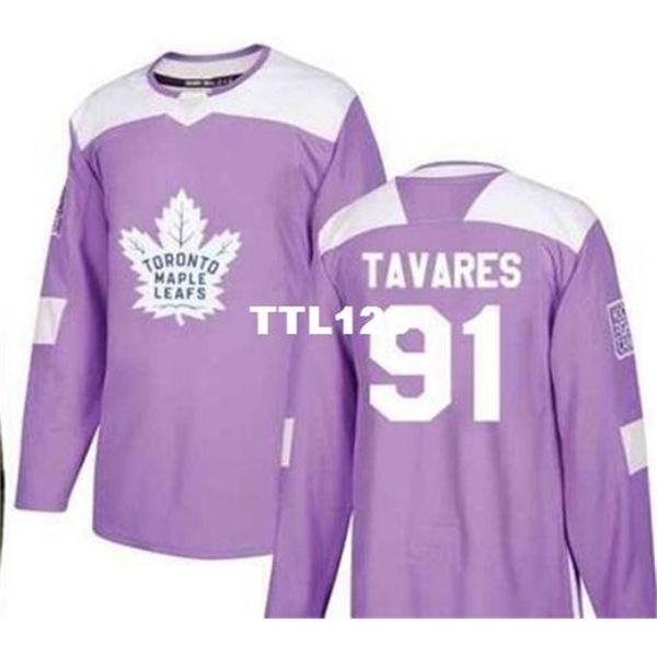 

real men real full embroidery 2018 new supplier purple toronto maple leafs 91 john tavares jersey or custom any name or number hockey jersey, Black