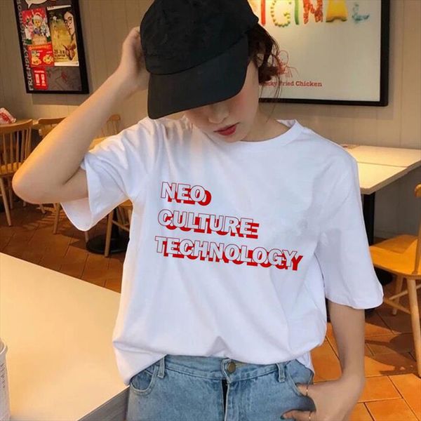 

nct t shirt muisic korean harajuku aesthetic ullzang vintage 90s style tshirt female fashion graphic t shirt tees women, White