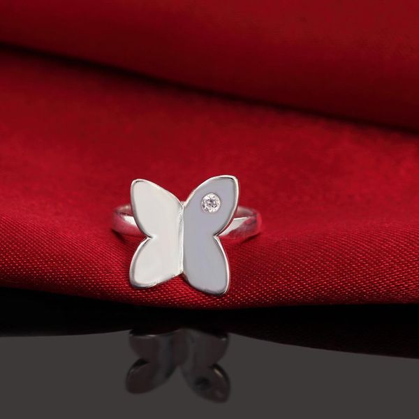 

beautiful lady silver ring crystal stone cute noble pretty fashion wedding silver color women butterfly ring jewelry h bbyniy