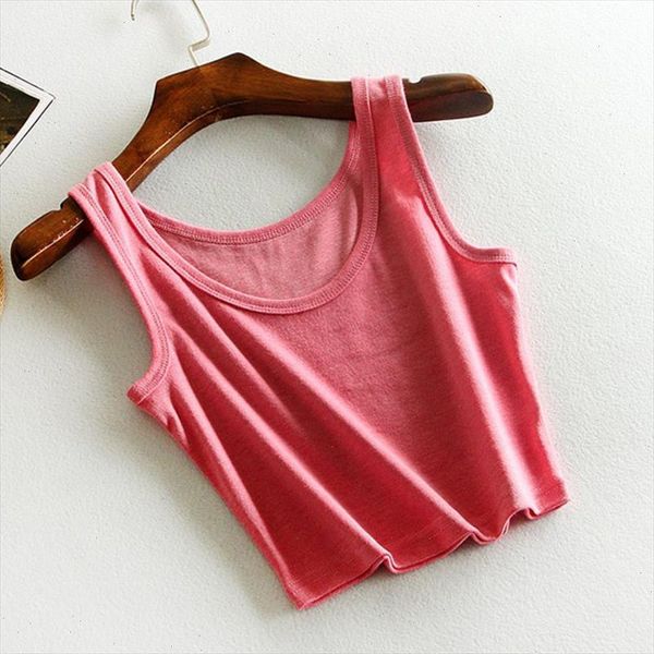 

womens solid sleeveless crop tank u neck vest 2021 spring summer fittness sports slim soft tube women clothes, White