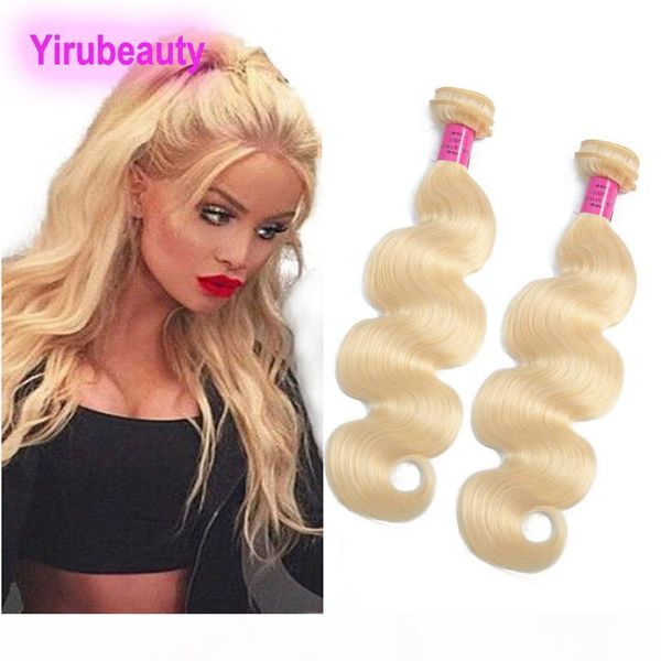 

malaysian human hair extensions natural color body wave 613 blonde remy blonde 2 bundles double wefts 8-30inch, Black;brown