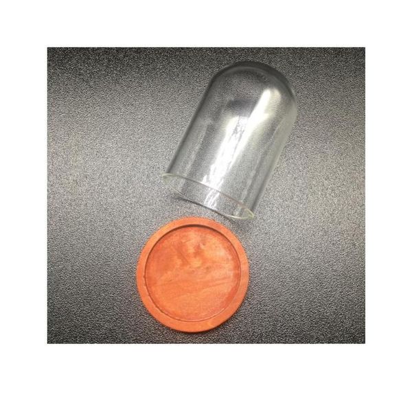 

50sets/lot 38mm height 25mm width tube glass globe bottle wood base beads cap set glass vial cover dome glass bottle cut jllhnu, Black