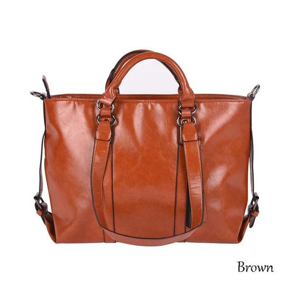 

fashion handbag shoulder bag casual shopping bright smooth leather bag