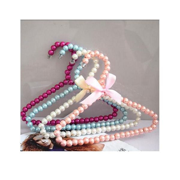 

5/10pcs 20cm plastic pearl beaded bow clothes dress coat hangers weding for kid children 5/10 bbydcs