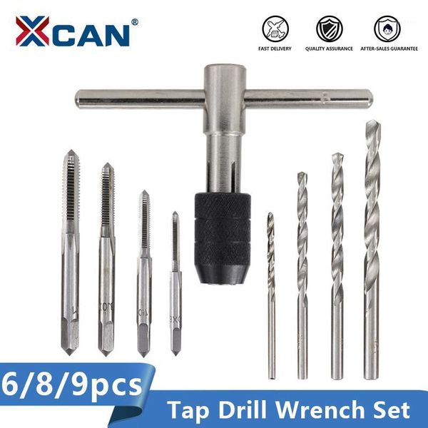 

xcan tap wrench set 6/8/9pcs hand tapping tool holder twist drill bit screw tap drill metalworking threading tool1