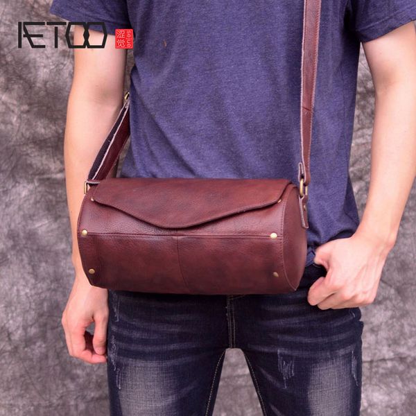 

hbp aetoo retro head cowhide cylinder bag, single shoulder sports bucket bag, handmade leather men's crossbody bag