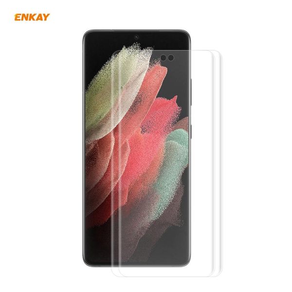 

2 pcs for samsung galaxy s21 ultra 5g enkay hat-prince 3d full screen pet curved bending hd screen protector soft film