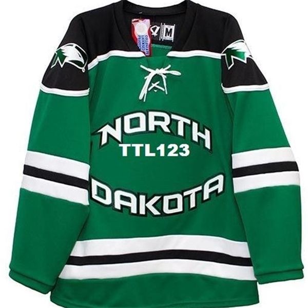 

real 121 real full embroidery north dakota fighting sioux hockey 100% embroidery jersey or custom any name or number jersey, Black