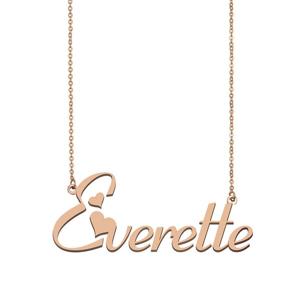 

everette custom name necklace personalized pendant for women girls birthday gift friends jewelry 18k gold plated stainless steel, Silver