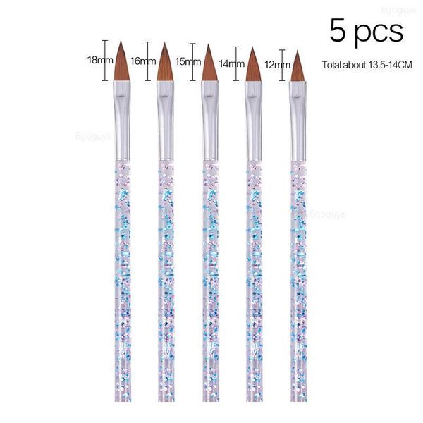 

5pcs/set crystal acrylic glitter nail bristle brush pen uv gel paintbrush extension builder lines flower drawing manicu qylhor