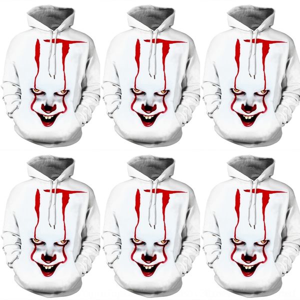 

bng5h clothing clown sweater digital printing lcbbq and winter clothing hooded sweater fashion brand casual men's halloween autumn, Black