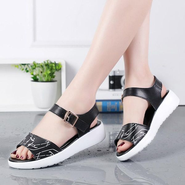 

sandals genuine leather women flats platform shoes ladies sliver sneakers shoe 2021 summer fashion high heel footwear, Black