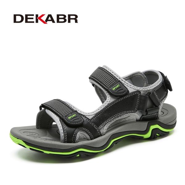 

dekabr summer men sandals real leather nonsplit soft comfortable men shoes new fashion men casual shoes size 39~45 y200107, Black