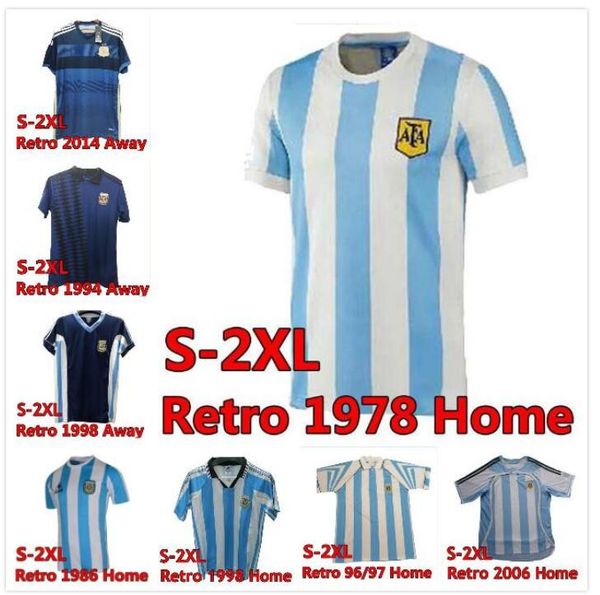 

1978 argentina kempes mens soccer jerseys 1986 national team retro maradona 1998 batistuta zanetti 2006 messi riquelme home football shirts, Black;yellow