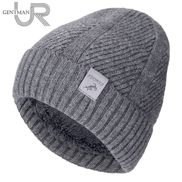 

new sports label winter hats for men twist design fashion warm ski beanie wool and cotton blend relaxed knitted hat y201024, Blue;gray