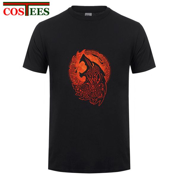 

sport 2018 vestido de verano viking fenrir wolf t shirt men viking t-shirt vikings shirt nature cotton hipster tshirt camisetas hombre