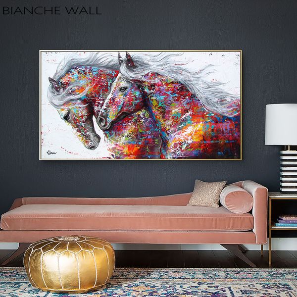 

красочные лошади декоративные картина холст плакат nordic animal wall art print абстрактные картины современной гостиной украшения