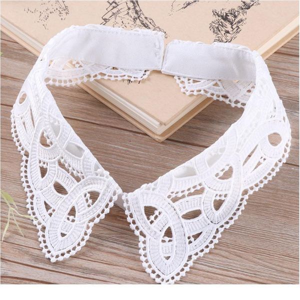

women cotton irregular pattern fake collar detachable solid color shirt hollow out false collar blouse women cloth qylhiu, White
