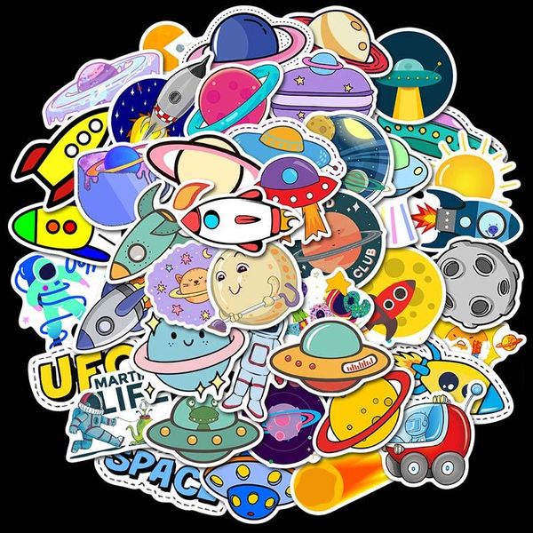 

25 50шт космического пространства наклейки ufo астронавт ракетный корабль planet наклейка скрапбукинг багажа скейтборд laptop игрушки для ма