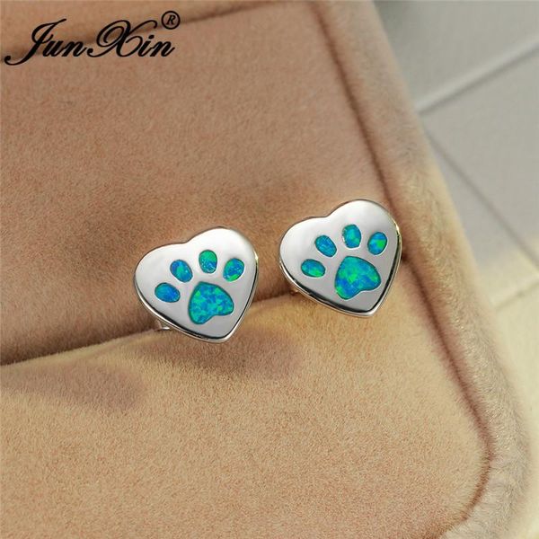 

heart cat for opal animal bear white dog stud earrings women jewelry blue white men rose gold earrings gold wedding fire cz vgsmh
