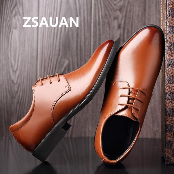 

zsauan plus size 38-48 men derby shoes male gentleman leather dress footwear office salesman flats men pointy, Black