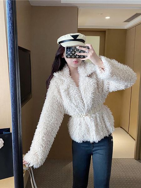 

women's suits & blazers blue rain lamb wool coat for women autumn and winter, White;black