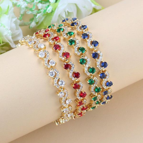 

new arrival african women wedding accessories 7-colors stone charm bracelet trendy gold color bridal jewelry, Golden;silver