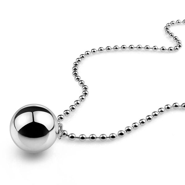 

lovely solid 925 silver bells ball pendant fashion bead chain for women long necklace wholesale jewelry girl choker collar gift