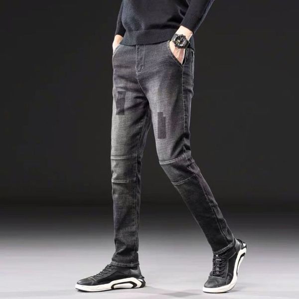

jeans trend slim straight loose versatile casual leggings men's youth black cargo leather compression pants for ing