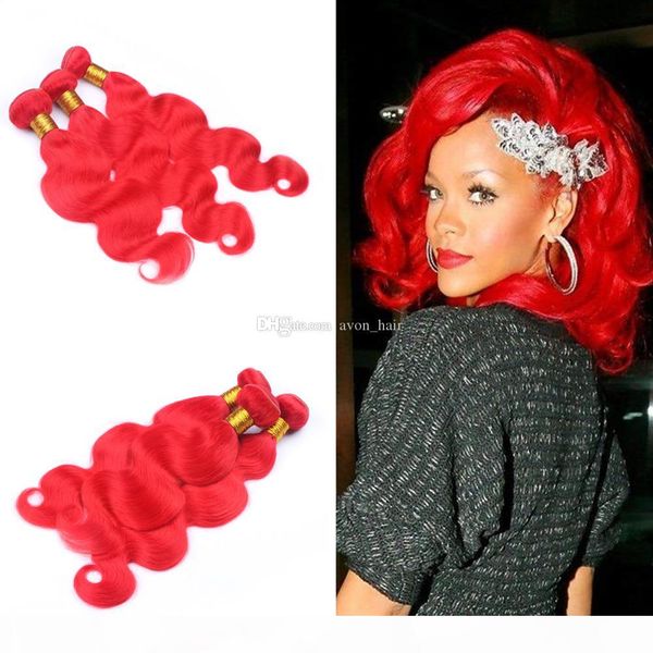 

ruby red color peruvian virgin human hair weves extensions 3pcs pure color red body wave 100% human hair wefts 3bundles lot, Black