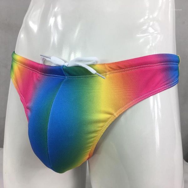 

underpants mens swim thong rainbow colors swimsuit fabric nylon spandex lined pouch lining pad optional g84041, Black;white
